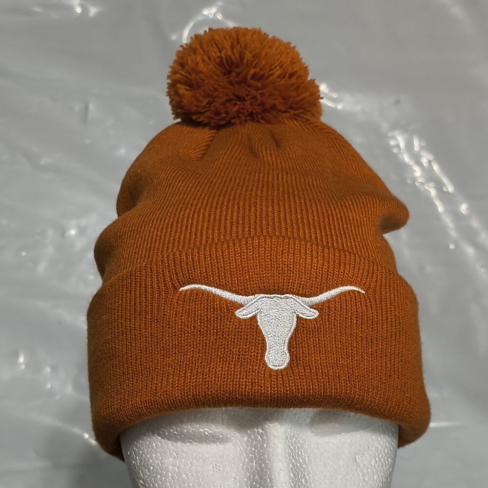 UT Texas Longhorns Logo Beanie Hat NCAA College Knit Pom Top of the World Orange